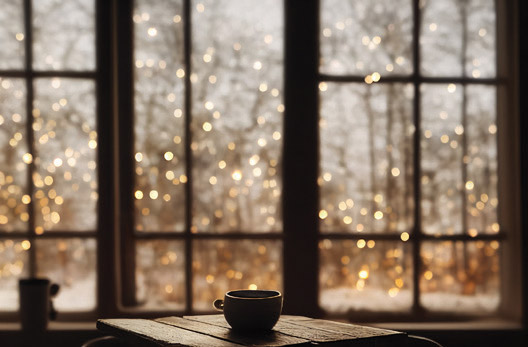 winter window coffee